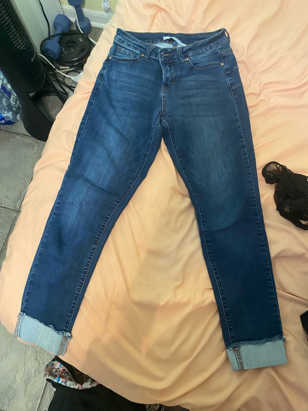 Women's Dark Blue Cuffed Skinny Jeans